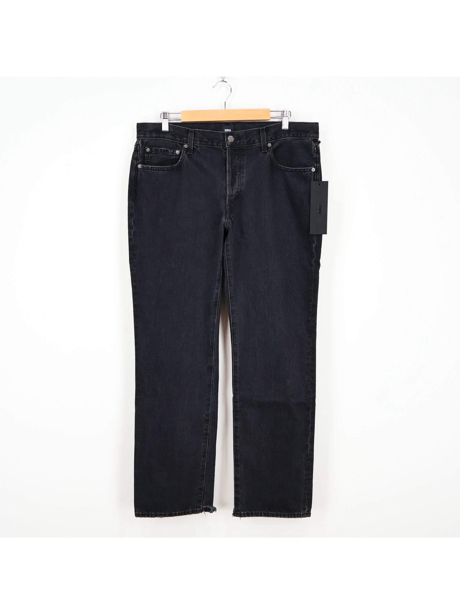 Edwin Simone Mid Rise Button Fly Straight Leg Denim Jean Maire Black 30 Nwt